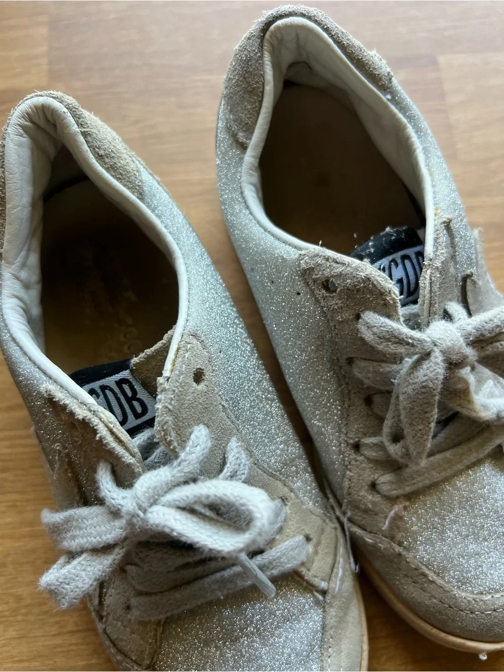 Golden Goose Kids Glitter Sneakers with Suede Heel Detail
